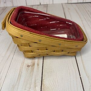 Longaberger 2003 Extra Small Angled Basket with Red Liner and Plastic Insert